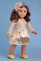 Simply Beautiful - Gold sparkling holiday dress with decorative head piece and gold shoes - 18 Inch American Girl Doll Clothes