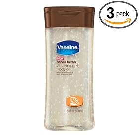 Vaseline Cocoa Butter Vitalizing Gel Body Oil, 6.8-Ounce Bottles (Pack of 3)