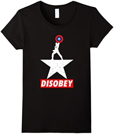 Women's Disobey Captain USA Comic Book Movie T-Shirt Medium Black