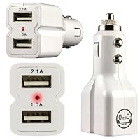 CoverBot DUAL USB 3.1A 15w High Output Car Charger WHITE with Heavy Duty Socket Connector - Car Charges iPad, iPhone, iPod, HTC, Samsung, Blackberry, Motorola, TouchScreen Tablets, MP3 Players, Digital Cameras, GPS, Mobile Phones and More