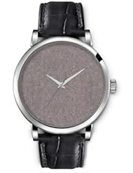 SPRAWL Aanalog Fashion Series Silver Ladies Watches of Genuine Black Leather Strap,Unique Wrist Watch for Women Girls Designed with Scratchy texture light gray