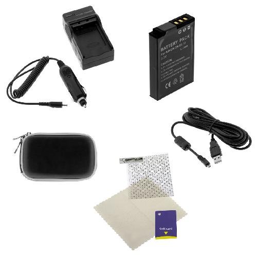 Battery Charger + Standard Battery + USB Cable + Screen Protector + Black Eva Case for Nikon Style Series CoolPix S630.