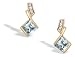 14K Yellow Gold Genuine Square Aquamarine and Diamond Drop Earrings