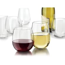 Libbey Vina 12-Piece Stemless Red and White Wine Glasses in Clear