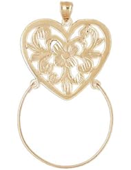 Dazzlers Solid 14k Gold Heart Holder Charm Pendant Available in three colors from jewelsberry (weights: 3.9 grams only)