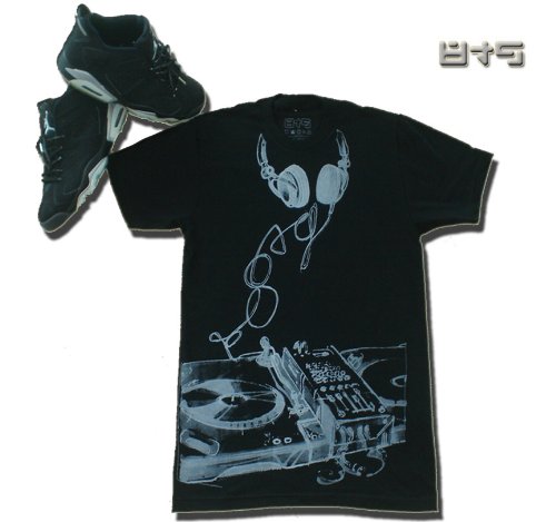 8&9 GET BUSY Printed Men's T-shirt By EIGHT & NINE DESIGNS Black/Steel Grey Ink Colorway 8&9 Dj Tee