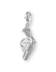 MELINA Charms clip on pendant revolver gun colt sterling silver 925 zirconia