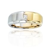 14K Two Tone Gold 0.14 ct. Princess Cut Diamond Men's Ring