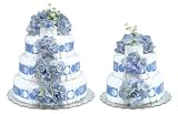 diaper cake - blue hydrangeas
