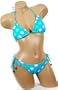 Cute Sexy Swimwear Green and White Polka Dot Blue Brazilian Cut String Tie Side 2 pc Bikini Swimsuit