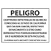 California Prop 65 Vinyl Sign - Peligro Cantitades Detectables De Quimicas