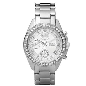 Fossil Women's ES2681 Stainless Steel Bracelet Black Glitz Analog Dial Chronograph Watch