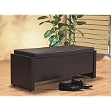 Cappuccino Hollow-Core Storage Bench With A Cushion Seat