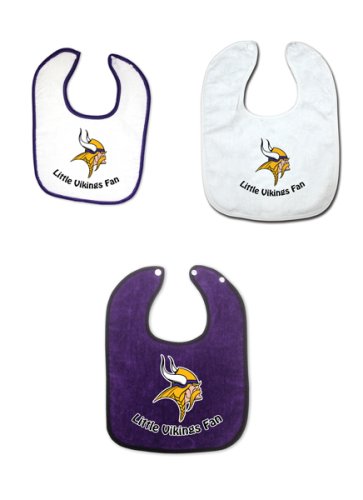 Minnesota Vikings 3 Pack Snap Bib Set