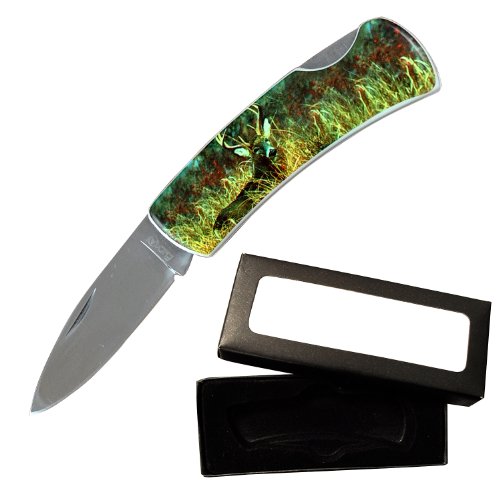 Fury Animal Litho Folding Pocket Knife, 3.5-Inch, Presentation Box (Deer)