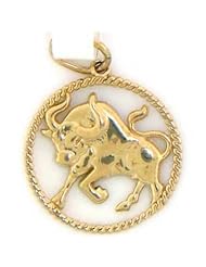 10k Solid Yellow Gold Taurus Zodiac Charm Pendant