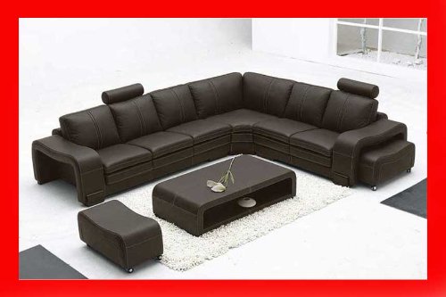 5 pcs Sectional Italian Leather Sofa Set, Item#3330-ESPRESSO
