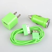 BestDealUSA 3-in-1 USB Car Charger and AC Charger with Cable for iPhone 3G/4G