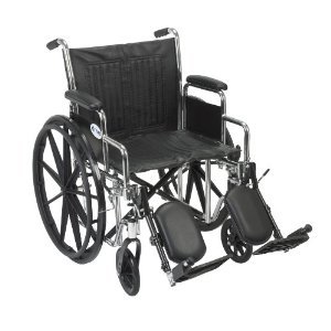 Drive Medical Chrome Sport Wheelchair with Various Arm Styles and Front Rigging Options, Black and Chrome, 16