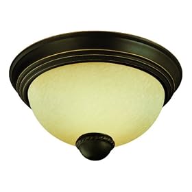 Westinghouse 64265 St Augustine Energy Star Two- Light Flush Mount Fixture, Oil Rubbed Bronze with Amber Mist Globe