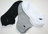 41Trl5uKsoL. SL160  Polo Ralph Lauren Boys No Show Socks   Black/Grey/White (8 9.5)