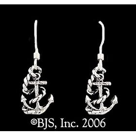 Pirates Ship Anchor Sterling Silver Earrings