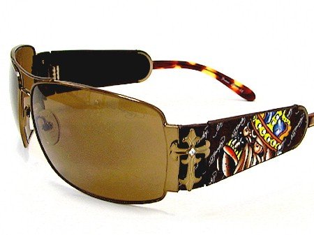 ED HARDY EHS017 EHS-017 Cocoa Swarovski Vintage Tattoo Sunglasses 63-13-120