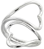 Sterling Silver Hand Made Heart Shape Wire Wrap Ring, 1 3/16 (30mm) wide, size 8