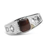 Roderick Tenorio Sterling Red Tiger Eye Rock Art Cuff Bracelet with 14k Gold Accent