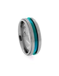 7.5mm Gray Titanium Ring with Colored Anodized Color Center and Edge Design