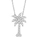 Jewelry : 14k White Gold Diamond Palm Tree Pendant (1/8 cttw, G-H Color, I3 Clarity)