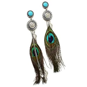 Fashion for You Peacock Feather Dangle Earrings