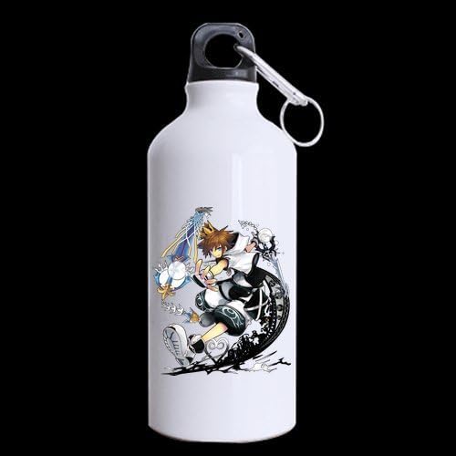 Anime Kingdom Hearts Creative Custom Design Aluminum Sports Bottle Water Bottles White 13.5 OZ Travel Mug (Two Sides Printed)