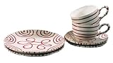 Produkt-Bild: Gmundner Keramik 0182STMT06 Startset, 2 Kaffeetassen, 2 Unterteller, 2 Dessertteller rotgeflammt