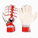 uhlsport Kinder (5-8) / Herren (8,5-11,5) Torwarthandschuhe Cerberus Soft SF, wei&szlig;/rot/silber