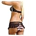 2Pc Polka Dot Mesh Halter Bra And Skirt With Attached Ruffle Panty