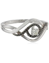 10k Black and White Diamond 0.20cttw Ring