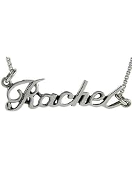 Sterling Silver RACHEL Name Necklace 3/8 inch, 17 inches long