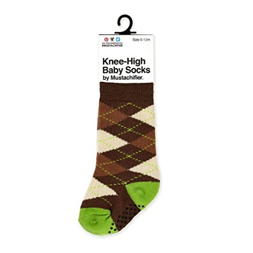 Mustachifier-KneeHigh-Argyle-Baby-Socks--BrownGreen
