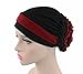 Chemo Cancer Head Scarf Hat Cap Ethnic Cloth Print Turban Headwear Women Stretch Flower Muslim headscarf (Black)