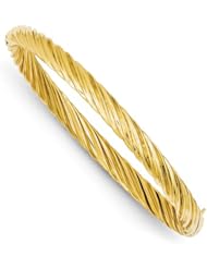 14k Yellow Gold 4/16 Fancy Swirl Hinged Bracelet Bangle. Metal Wt- 8.86g