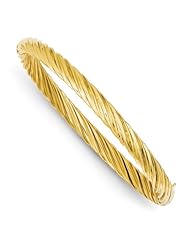 14k Yellow Gold 4/16 Oversize Swirl Hinged Bracelet Bangle. Metal Wt- 10.18g