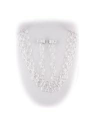Sterling Silver Open Circle Links 60 Inch Long Italy Necklace Earrings