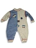 Beyond Basics Kids - Newborn Baby Boys Long Sleeved Velour Coverall, Grey, Blue