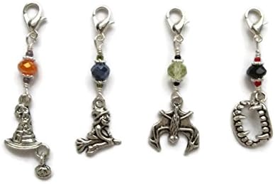 Clip On Charms for Halloween,Witch,Bat, Vampire Fangs, Merlin Hat Lobster Claw for Jewelry Making and Planner Accessories