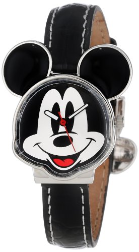 Disney Mickey Mouse Women's MCK001B Black Leather Strap Watch