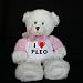 Plush White Teddy Bear (Dena) toy with I Love Pleo