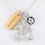 Om, Lotus Flower & Namaste Charm Necklace in Sterling Silver & Vermeil on 20" Snake Chain, #8457
