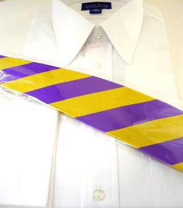 100% Silk Purple & Gold Stripe Necktie - Omega Psi Phi / LSU / ECU