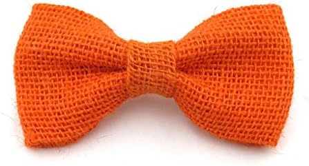Toddler 2T 3T Orange BURLAP Clip On Bow Tie Rustic Wedding
